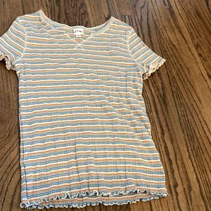 art class rainbow striped tee, lettuce trimmed, xxl (kids )
